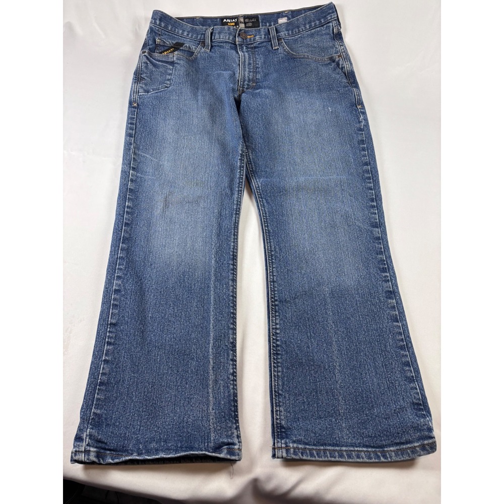 Ariat Rebar M4 Relaxed Bootcut Jeans Mens 36x30 Medium Wash Denim Work Pants